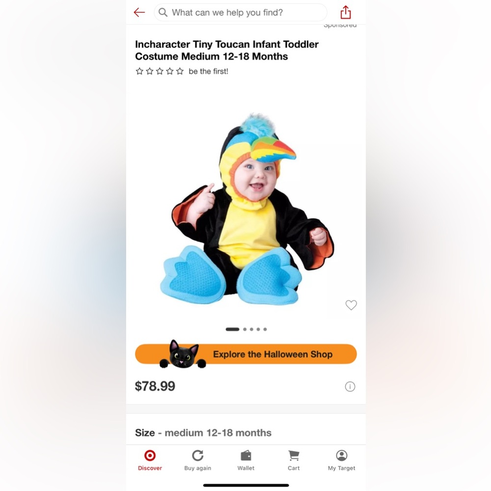 Tiny Toucan Halloween Costume 18-24 months **only worn for a few minutes
